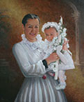 mother-baby oil portrait painting-montreal