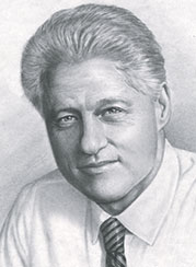 President Clinton - charcoal portrait - Montreal