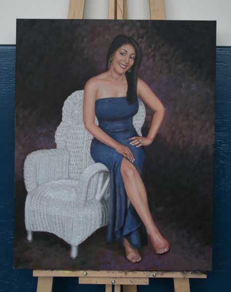 Ms. Jones -  Oil portrait - glazing - full figure painting  by Richard Ancheta - Montreal.
