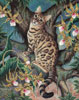 Bengal Cat and Tiger Orchids Oil Painting