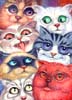 Seven beautiful cats oil painting.