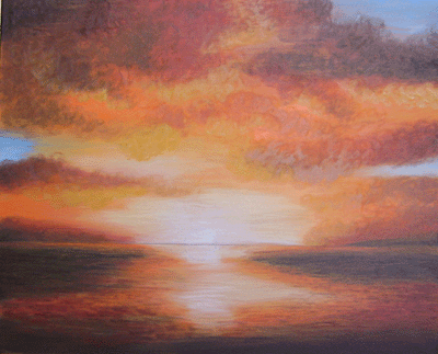 Painting sunset seascape at layers stage 3 demo.